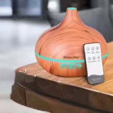 diffuseur d’huile essentielle 500ml ultrasonique effet bois avec télécommande humidificateur led 7 couleurs