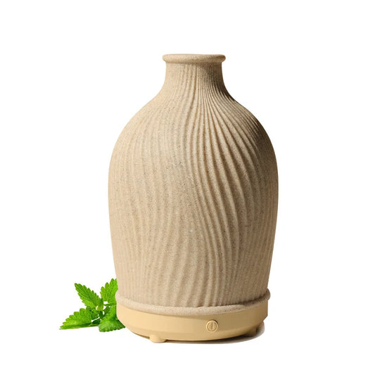Humidificateur Ultrasonique Aromathérapie Forme Vase en Résine avec Veilleuse et Arrêt Automatique pour Maison et Bureau