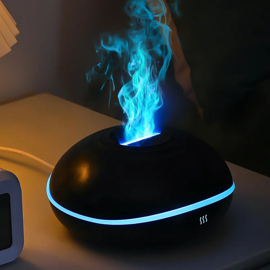 Diffuseur d'arômes de haute qualité, lampe à huiles essentielles, humidificateur d'air portable USB 200 ml avec veilleuse à flamme colorée